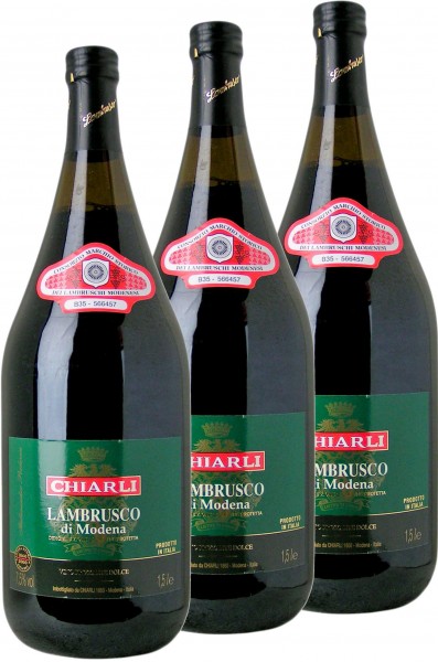 3x Lambrusco di Modena, Vino Frizzante Dolce, S, Magnum 1,5 Liter - Chiarli