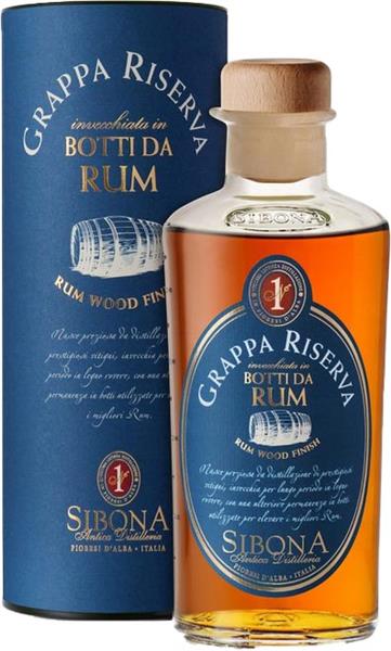 Grappa Riserva Botti da Rum, gereift im RUM-Fass 44Vol. 500ml, Sibona